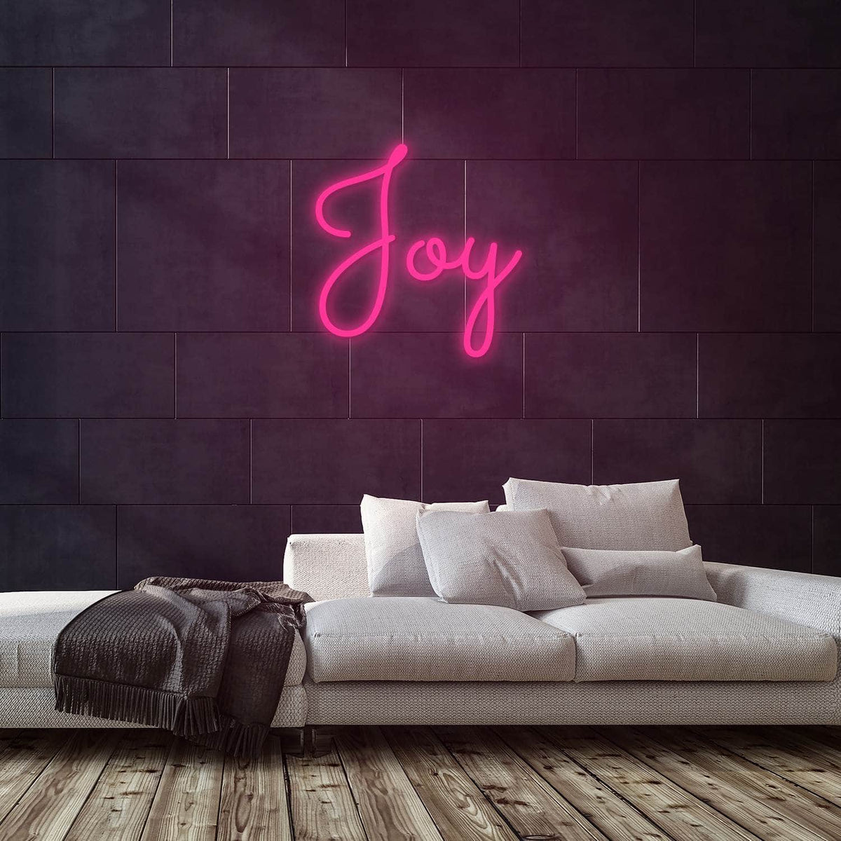 Joy Neon Sign — Pink neon (room)