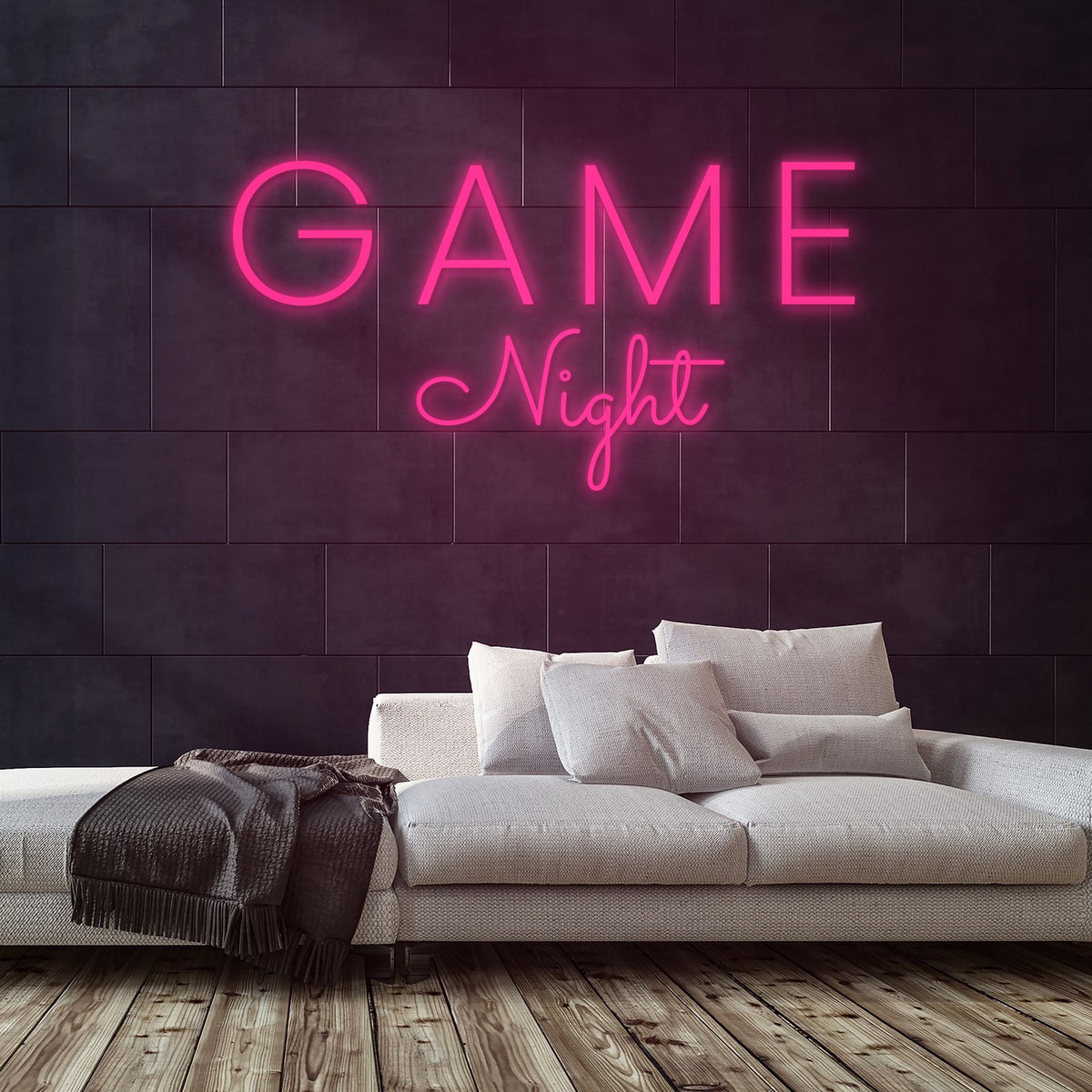 Game Night Neon Sign — Pink neon (room)