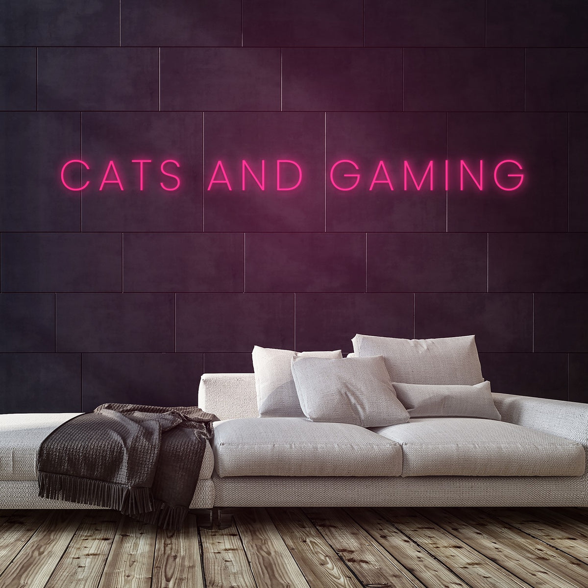 Cats And Gaming Neon Sign — Pink neon (room)