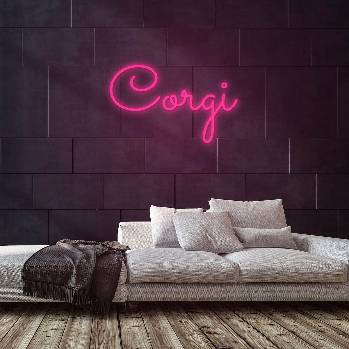 Corgi Neon Sign — Pink neon (room)