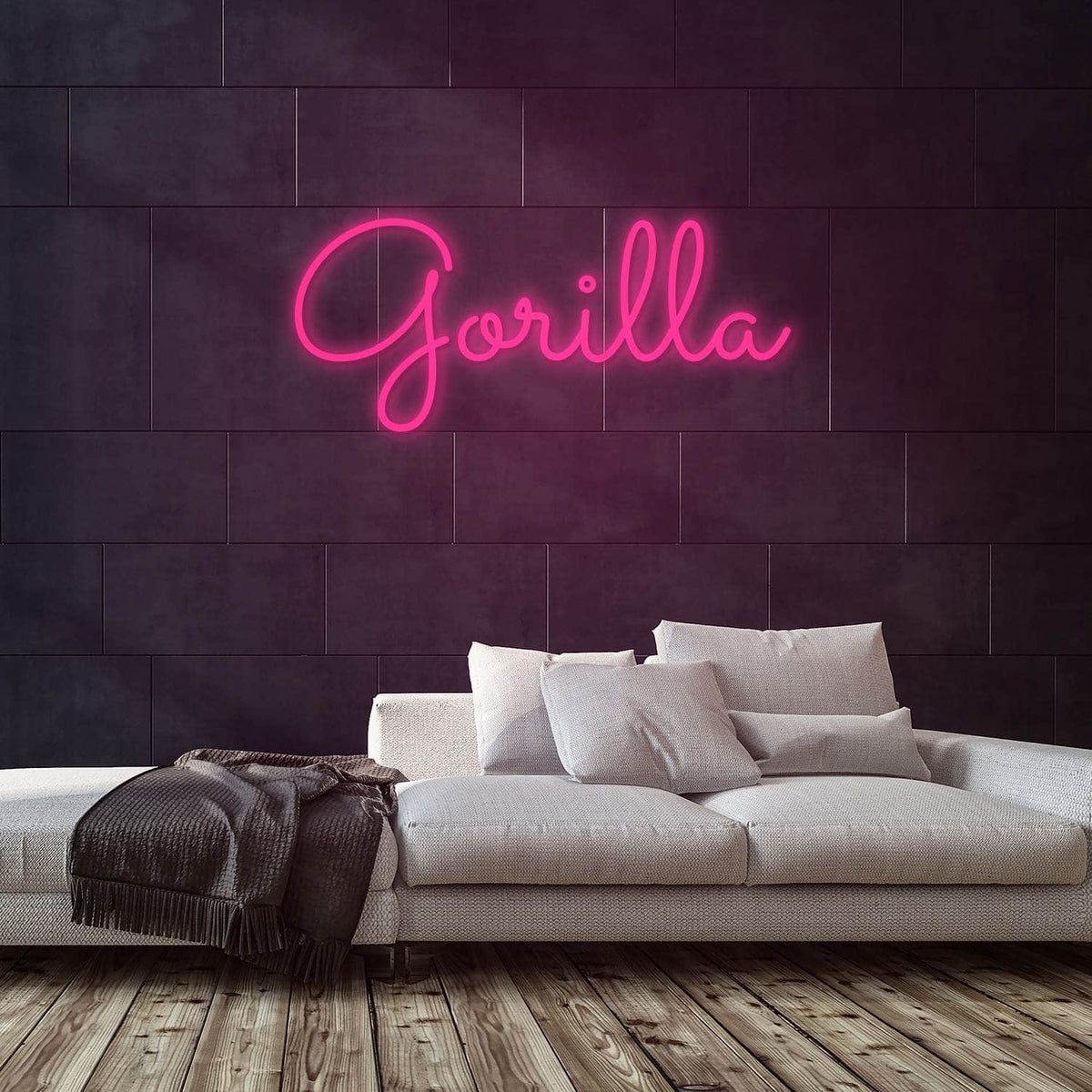 Gorilla Neon Sign — Pink neon (room)