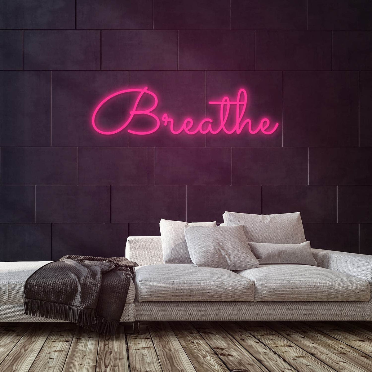 Breathe Neon Sign — Pink neon (room)