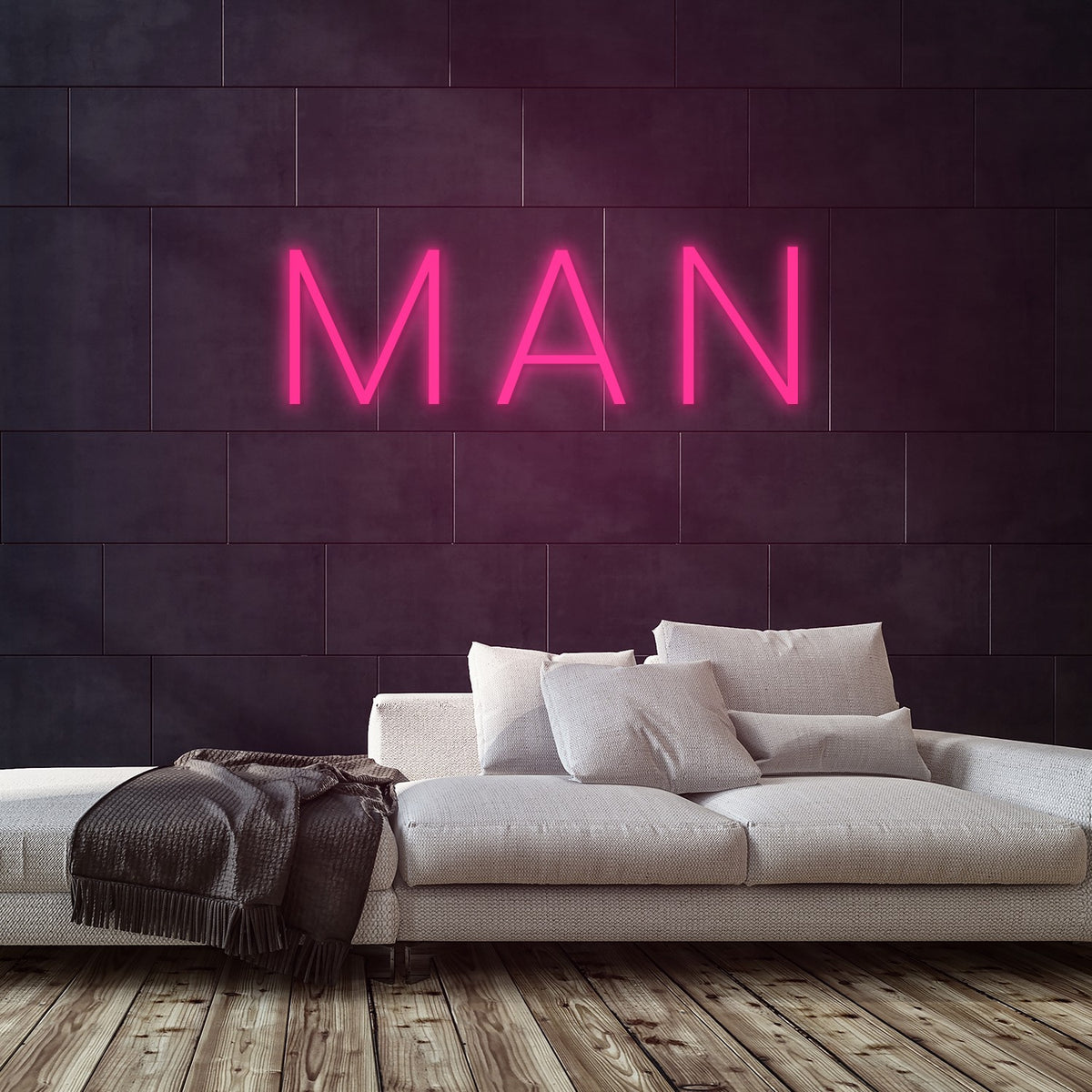 Man Neon Sign — Pink neon (room)