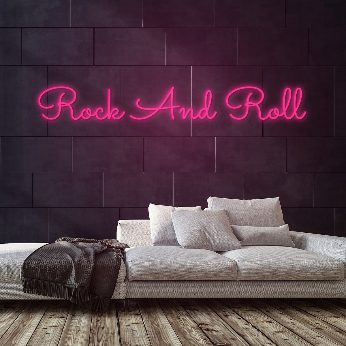 Rock And Roll Neon Sign — Pink neon (room)