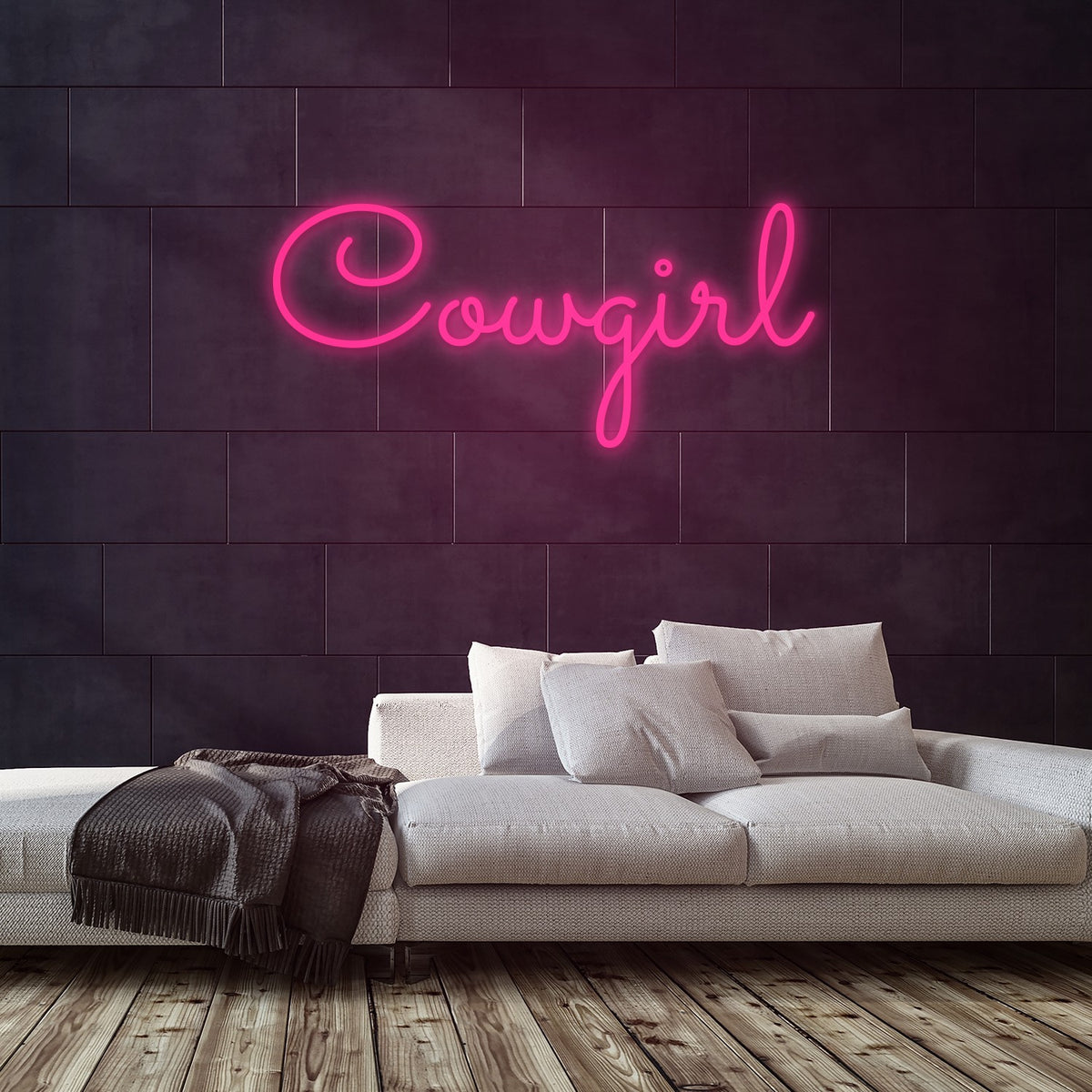 Cowgirl Neon Sign — Pink neon (room)