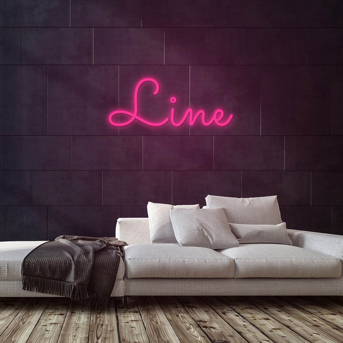 Line Neon Sign — Pink neon (room)