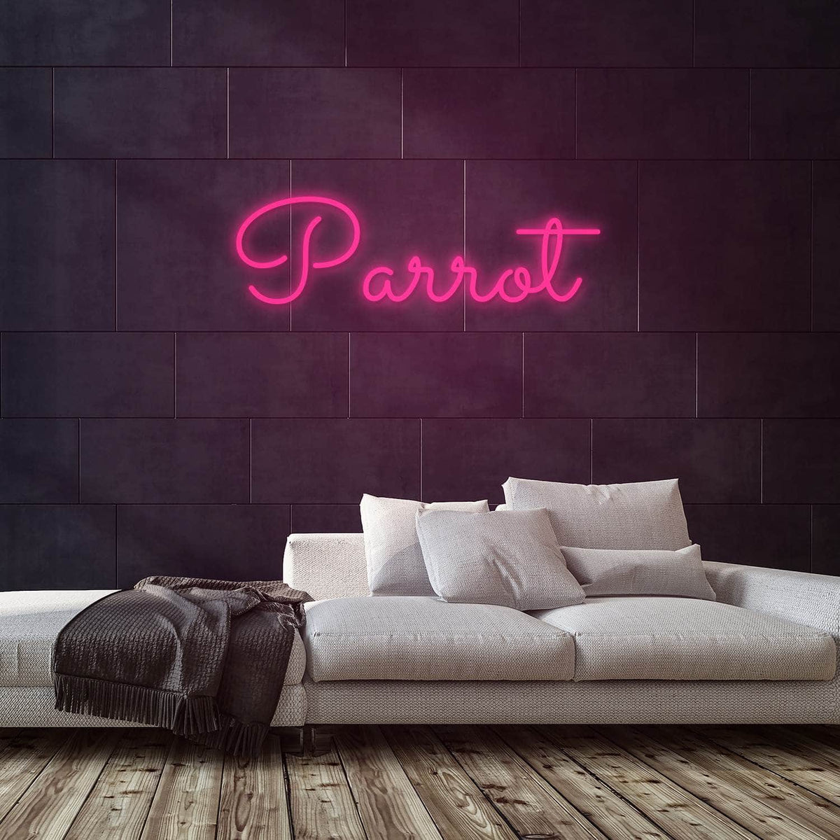 Parrot Neon Sign — Pink neon (room)
