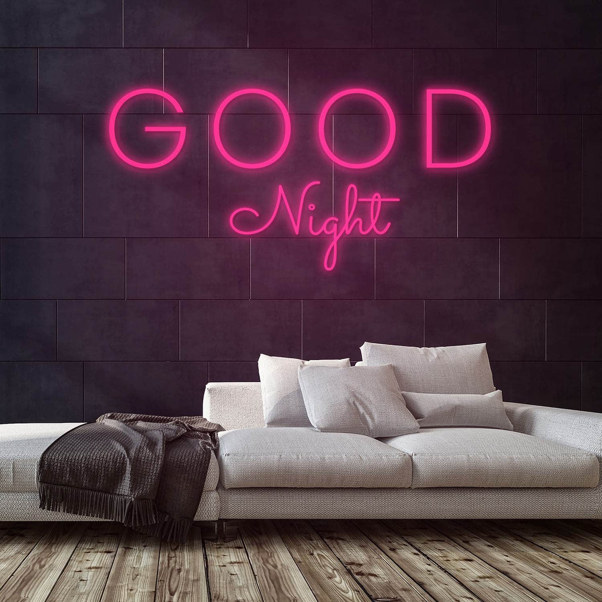 Good Night Neon Sign — Pink neon (room)