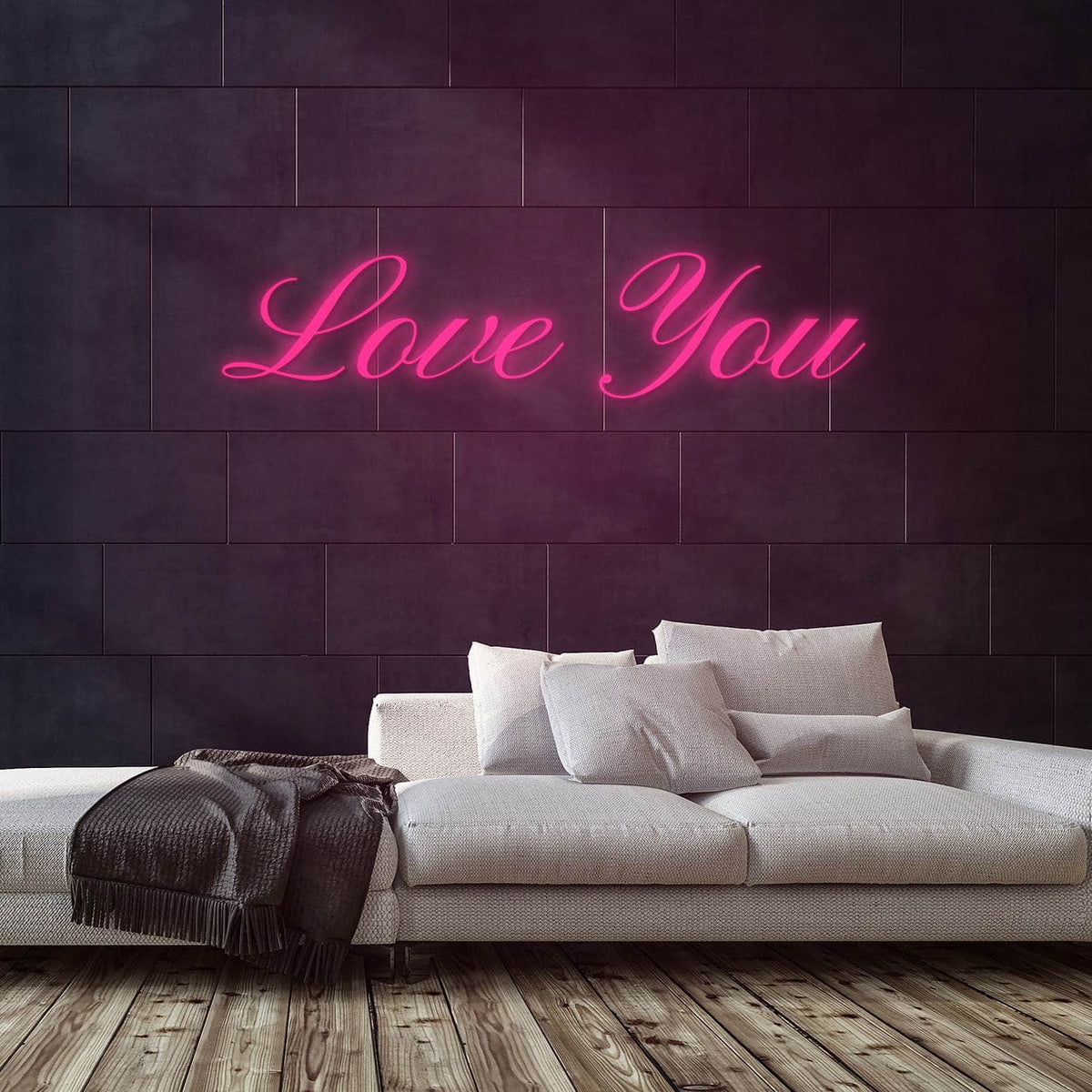 Love You Neon Sign — Pink neon (room)