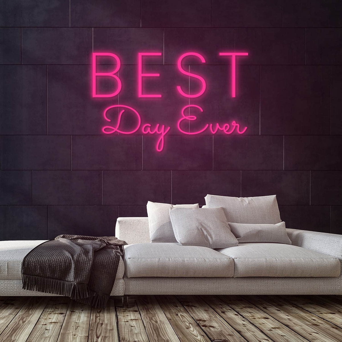 Best Day Ever Neon Sign — Pink neon (room)