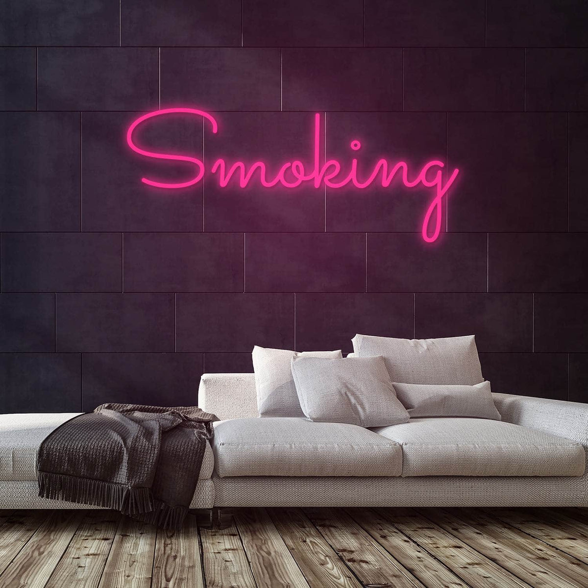 Smoking Neon Sign — Pink neon (room)