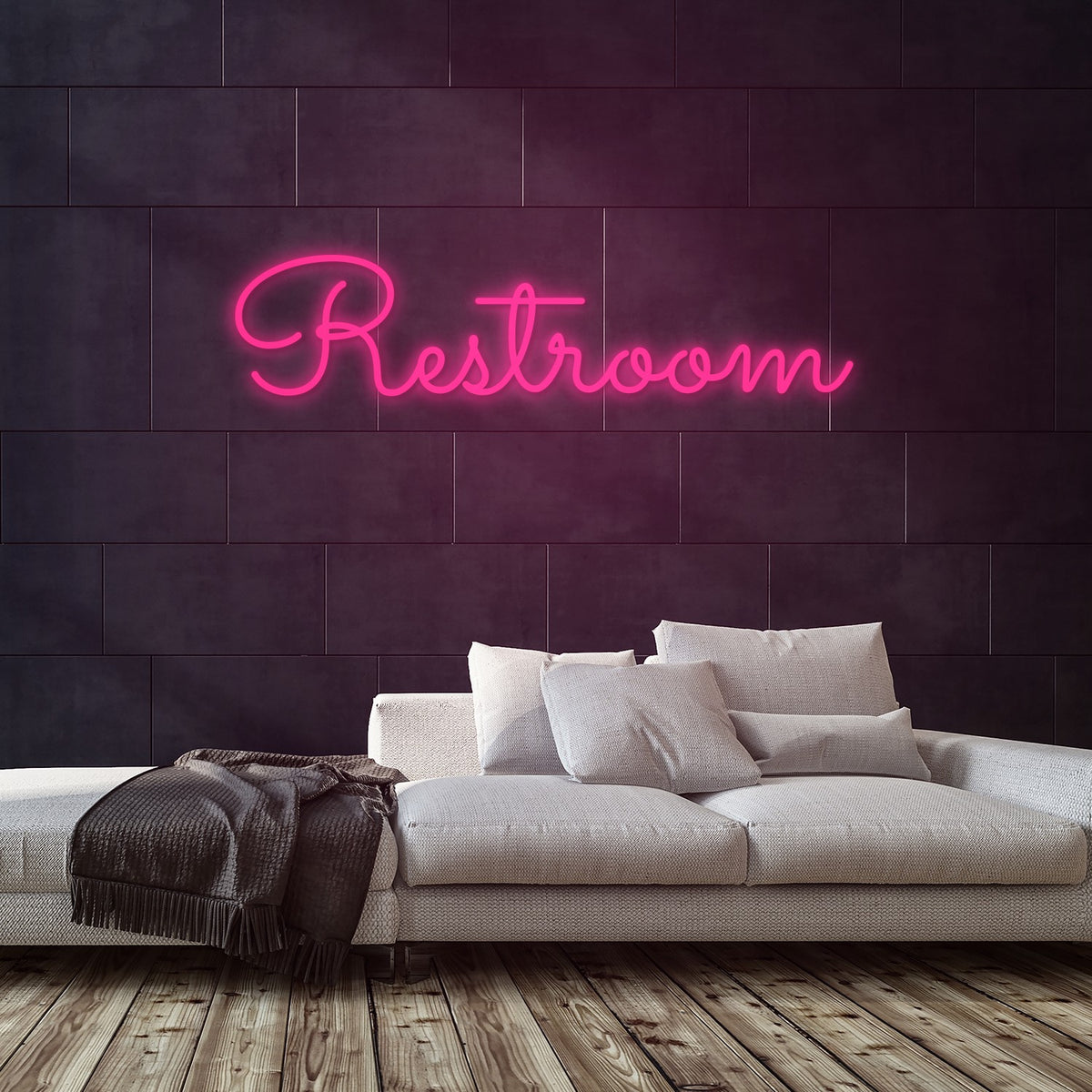 Restroom Neon Sign — Pink neon (room)