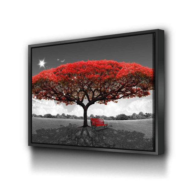 Autumn Red Tree Wall Art Canvas Freaks
