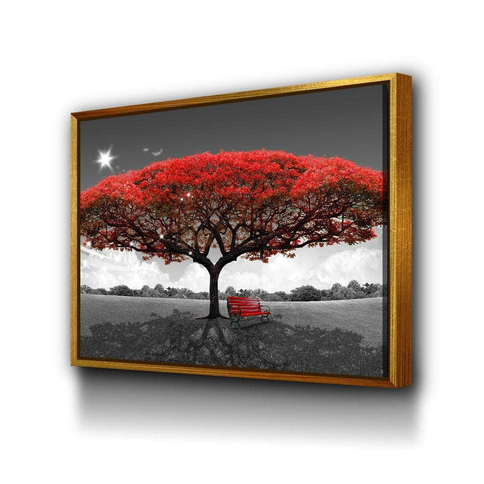 Autumn Red Tree Wall Art Canvas Freaks