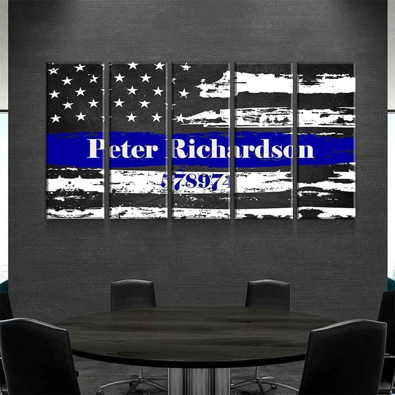 Custom Personalized Thin Blue Line Wall Art Canvas Freaks