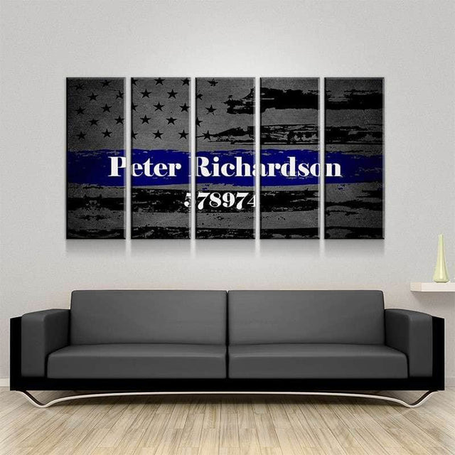 Custom Personalized Thin Blue Line Wall Art Canvas Freaks