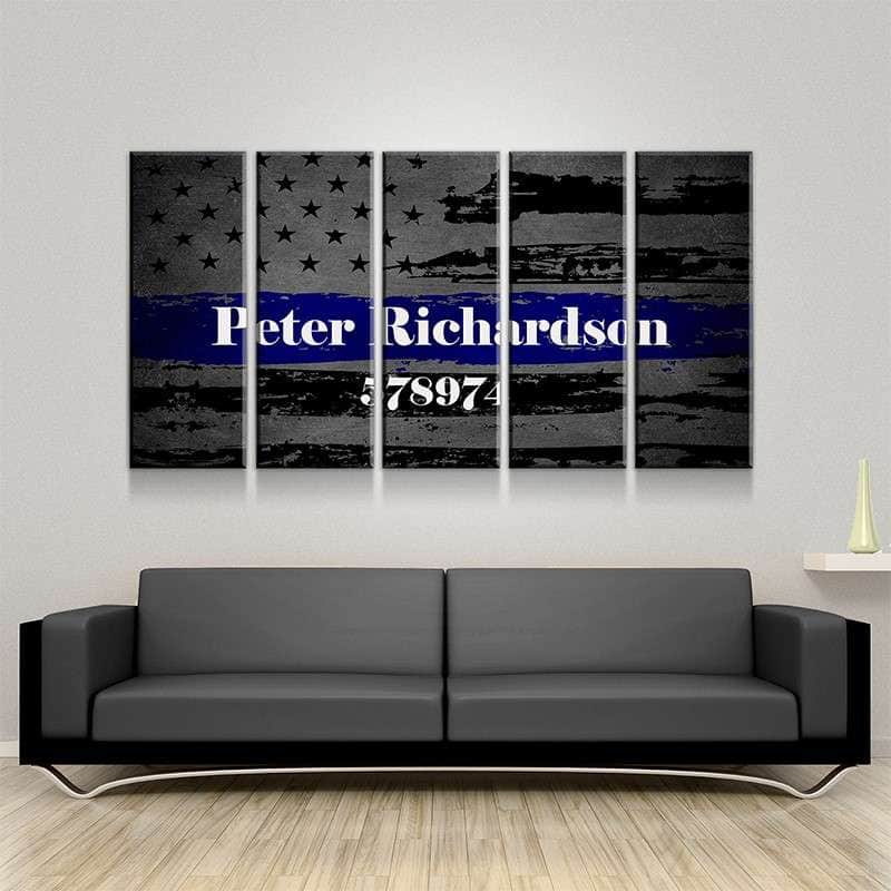 Custom Personalized Thin Blue Line Wall Art Canvas Freaks
