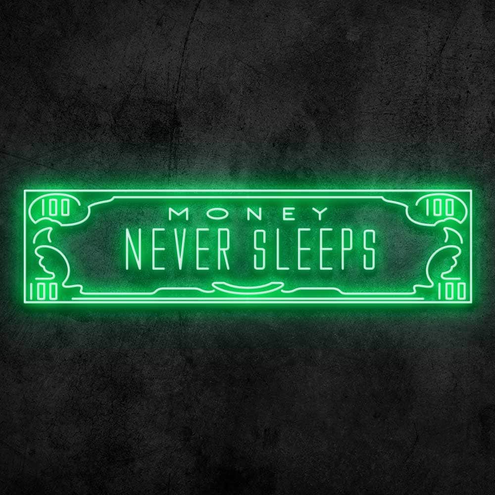 Money Never Sleeps Neon Sign Canvas Freaks