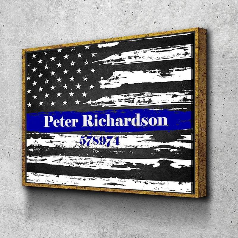 Custom Personalized Thin Blue Line Wall Art Canvas Freaks
