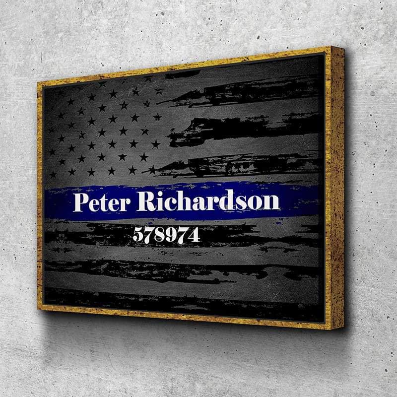 Custom Personalized Thin Blue Line Wall Art Canvas Freaks