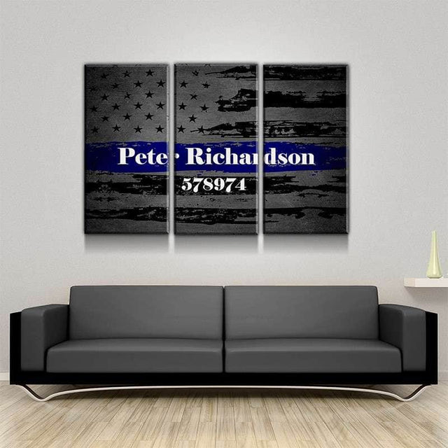 Custom Personalized Thin Blue Line Wall Art Canvas Freaks