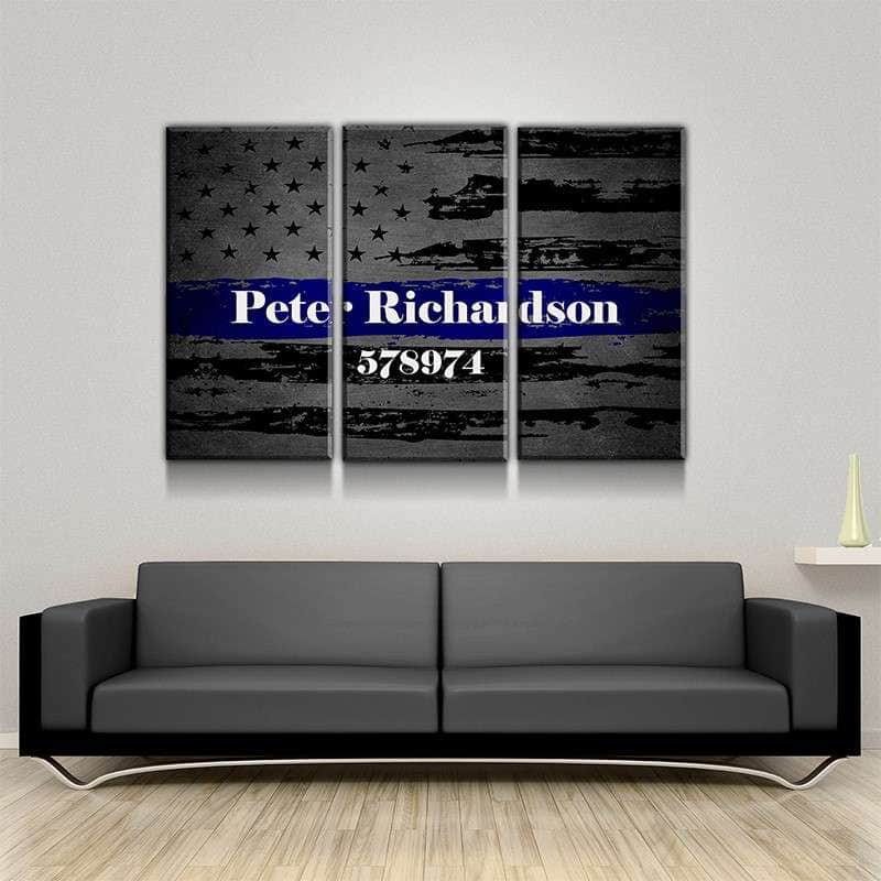 Custom Personalized Thin Blue Line Wall Art Canvas Freaks