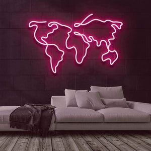 World Map Neon Sign